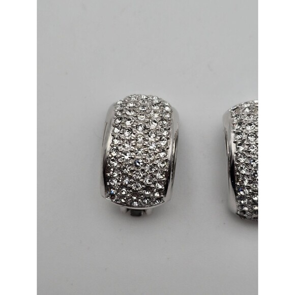 Vintage Christian Dior Signed Half Hoop Rhinestone Earrings, Perfect Condition - Picture 2 of 9